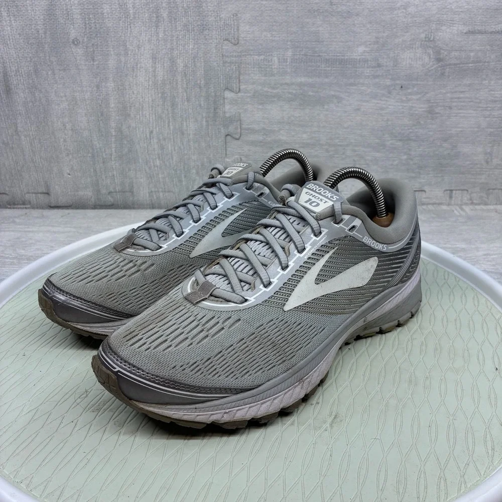 Brooks Ghost 10 Running Shoes Women's 10 Grey Mesh Athletic Sneakers 1202461B144